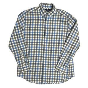 Vineyard Vines Men Button Down Blue Plaid Long Sleeve Size Large Slim Fit Tucker